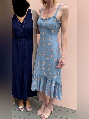 Reformation Nikita blue midi dress Avignon floral